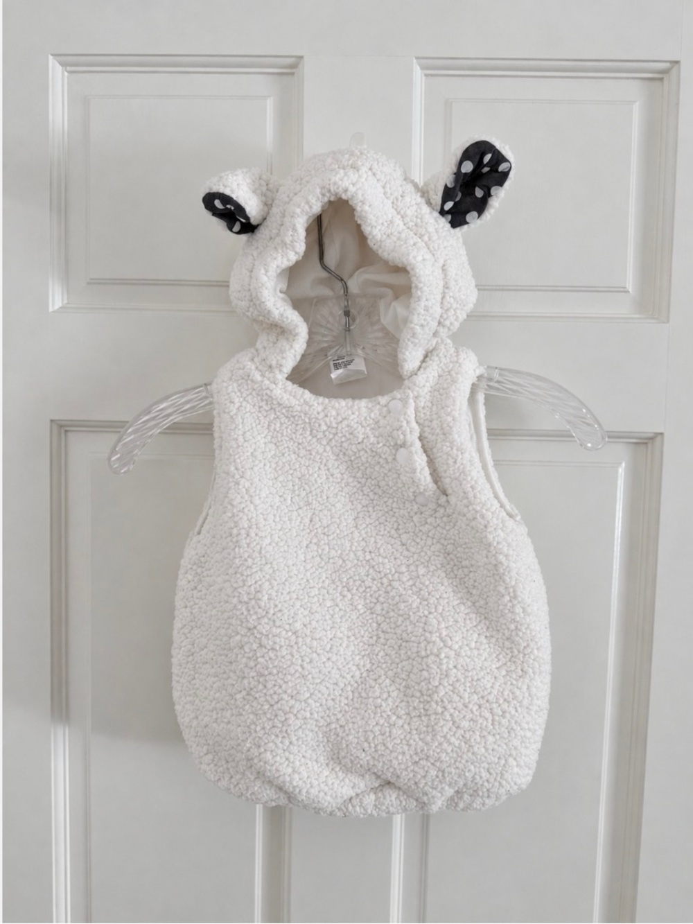 Target White Sherpa Hooded Baby Sleep Sack with Polka Dot Ear Lining